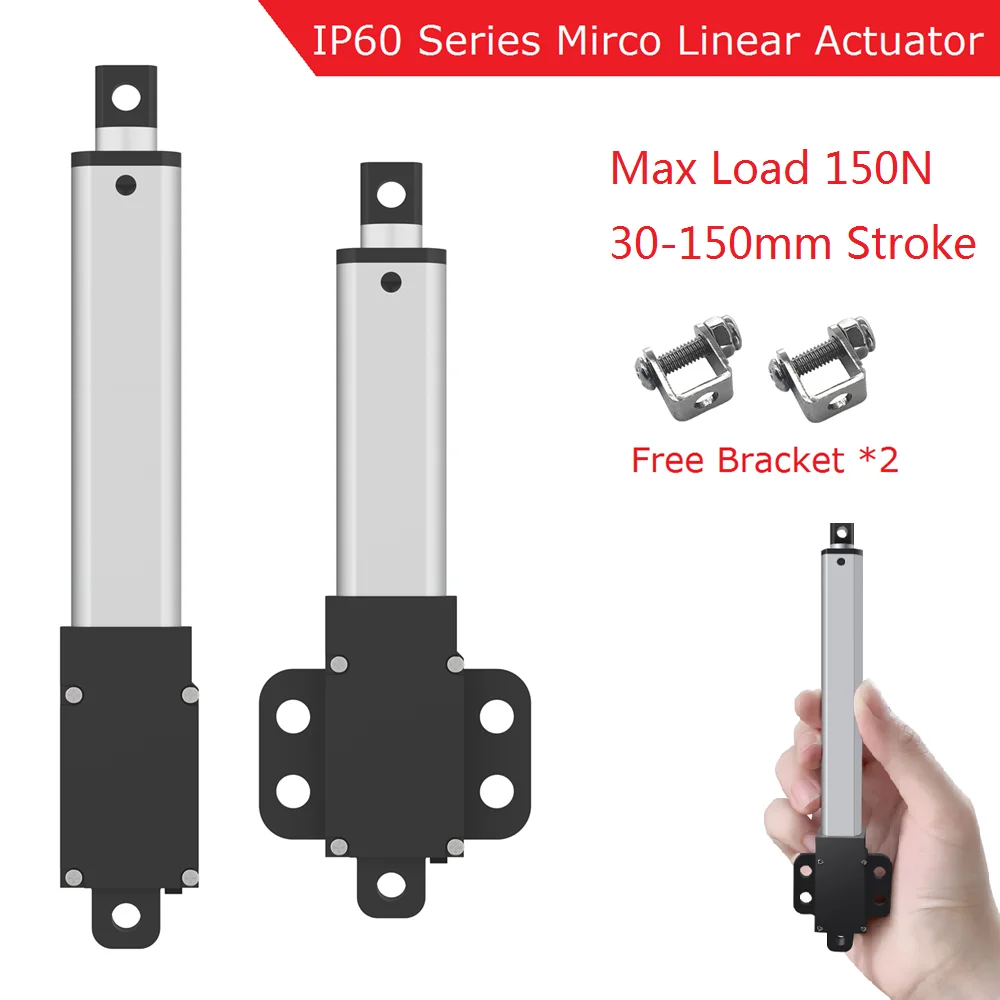

12V Mirco Electric Linear Actuator 30mm/50mm/100mm/150mm Stroke For Remote Controls Home Automation Robotics Max Load 150N