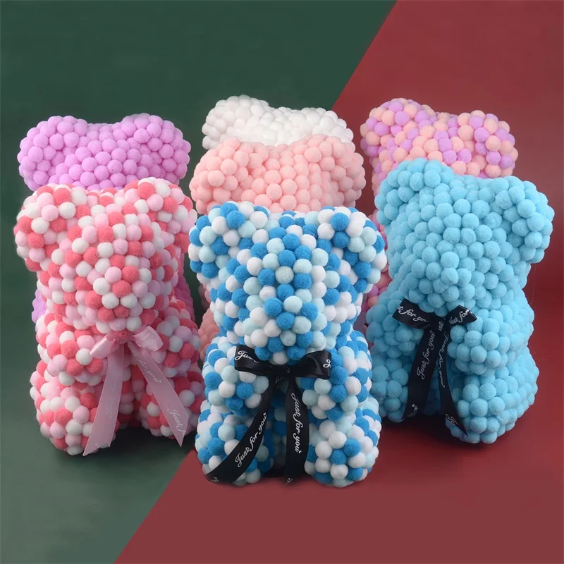 

2021 DropShipping 25cm Rose Bear Heart Artificial Flower Rose Teddy Bear For Women Valentine's Wedding Birthday Christmas