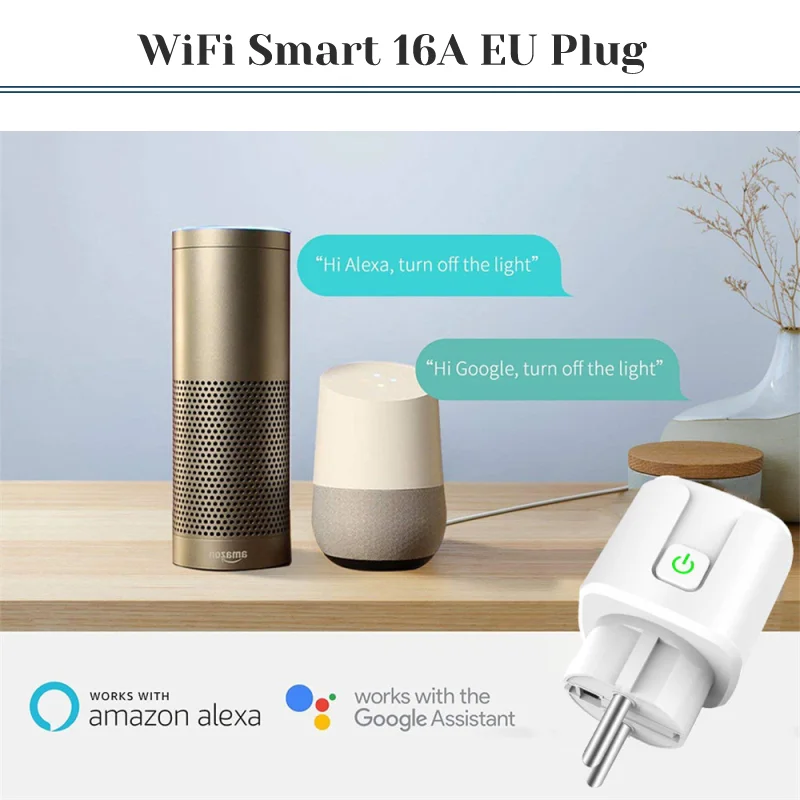 

WiFi Smart 16A EU Plug Adaptor Voice Control Power Energy Monitor Outlet Timer Socket For Alexa Google Home Tuya Smartlife App