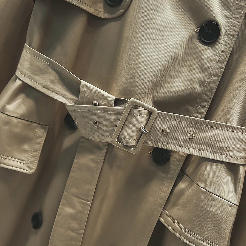 

Korea Runway designer 2020Fall /Autumn Adjustible waist Pockets Maxi Long Trench coat with belt Chic Female windbreaker Classic