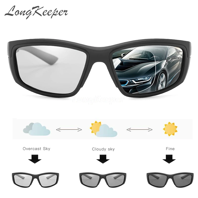 

LongKeeper Photochromic Sunglasses Men Women Polarized Lens Anti-UV Driving Goggles Chameleon Gafas de sol Change color Glass