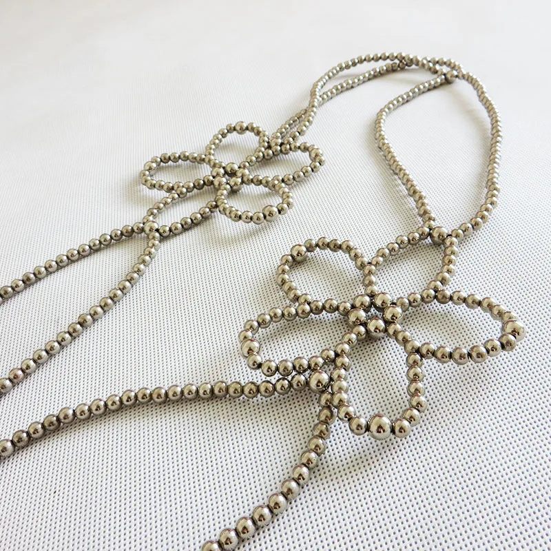 

2021 fashion design beads flower shape ring chain bag handles straps for bag