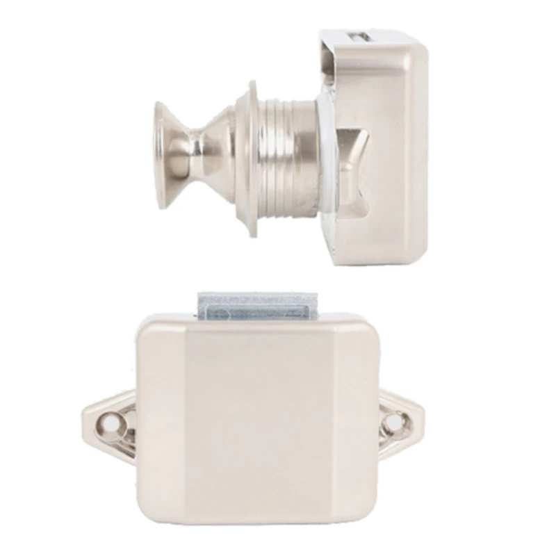 

Mini Push Button Lock Durable Alloy Hardware Fittings Suitable for 15-18mm Thickness Furniture RV Boat Caravan Door 3XUB