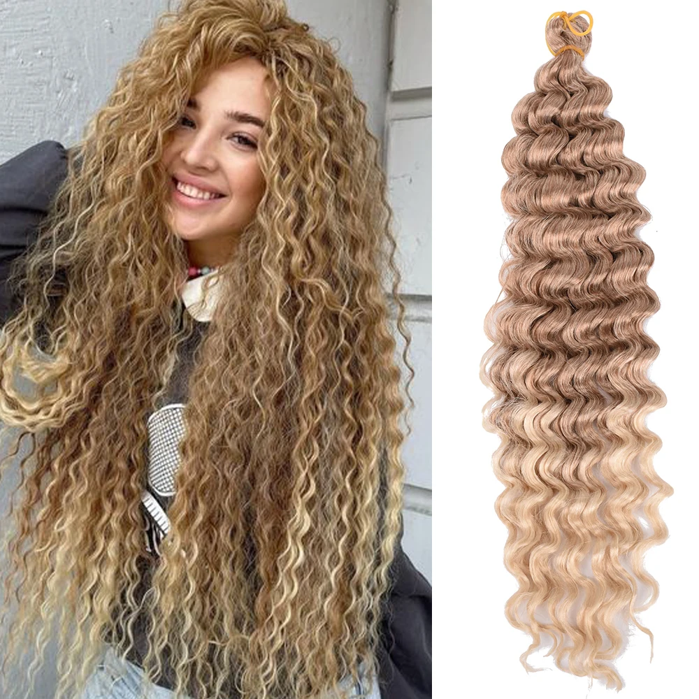 22-28inch Ariel Curl Freetress Deep Twist Natural Synthetic Braid Hair Ombre Crochet Braiding Hair Extension For Woman