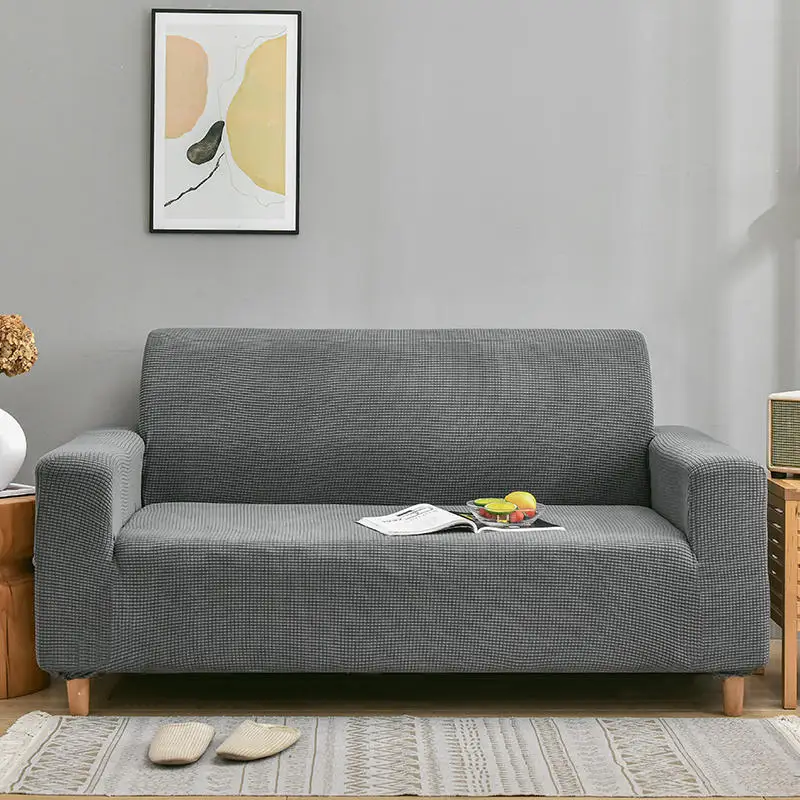 

Coral Fleece Seat Slipcover Elastic Gray Color Couch Cover for Living Room Corner L-shape Sofa Protector Housse Canape Dangle