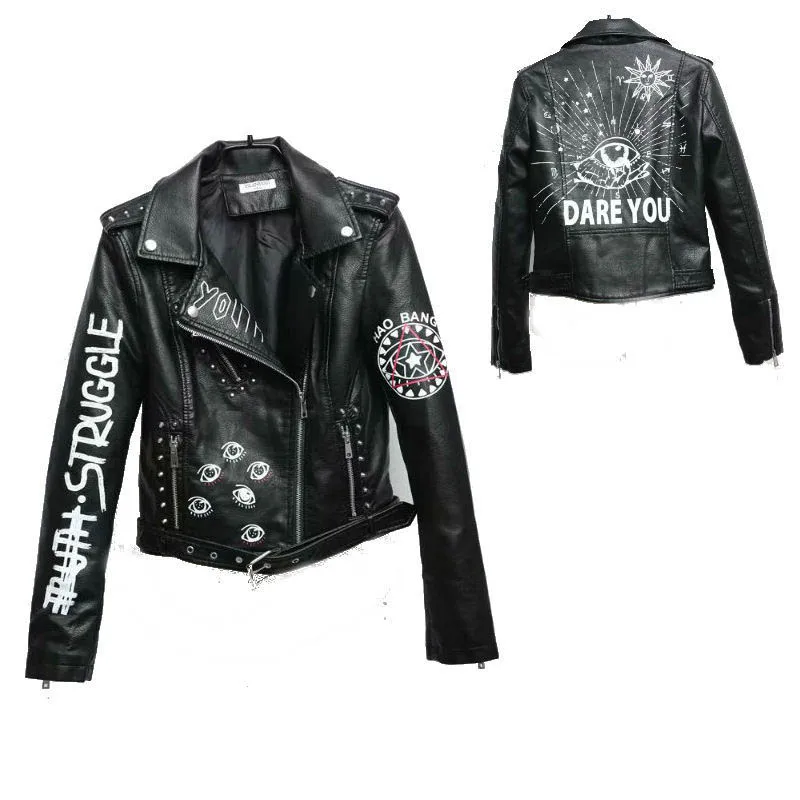 Женская кожаная куртка осенние пальто из искусственной мягкой кожи на молнии с