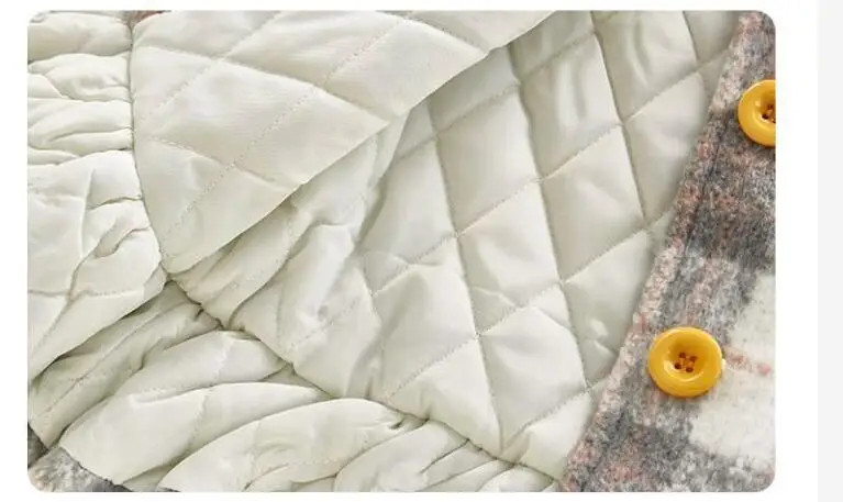 

2021 Fashion Teenage Girls Outerwear Plaid Woolen Coat Kids Toddler Winter Clothes 4-14 Years Girls Padded Cotton Parka Overcoat