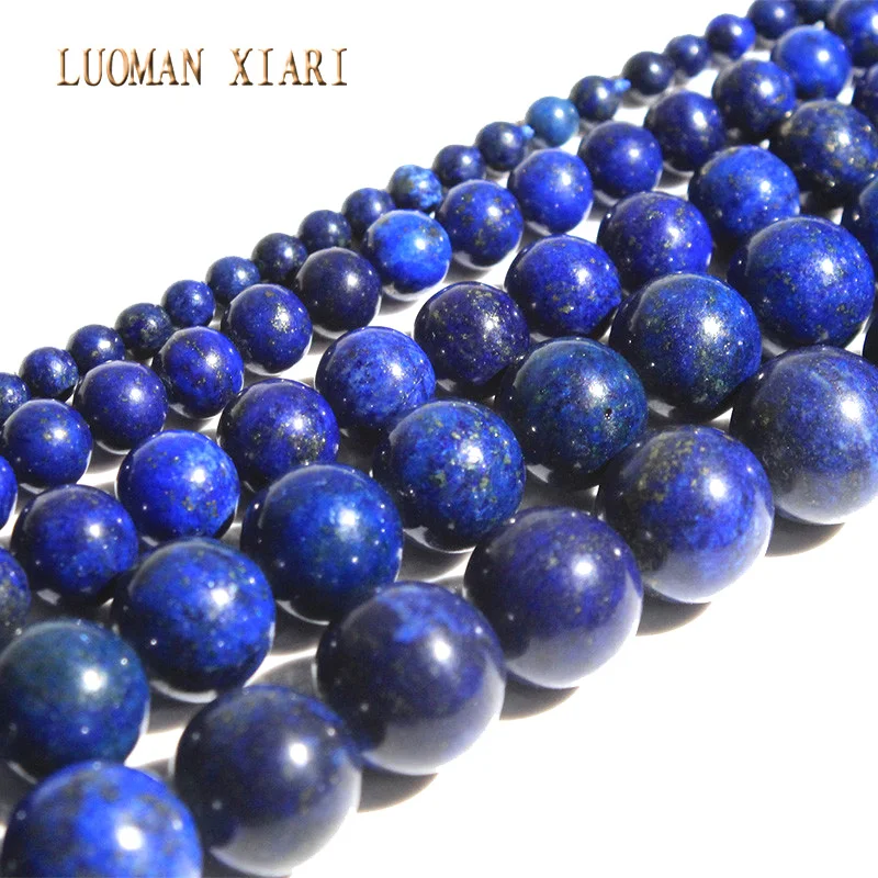 Натуральный Камень круглые бусины Свободные Lapis Lazuli для самостоятельного изготовления ювелирных изделий браслет Цепочки и ожерелья 4/6/8/10/12 мм 15''