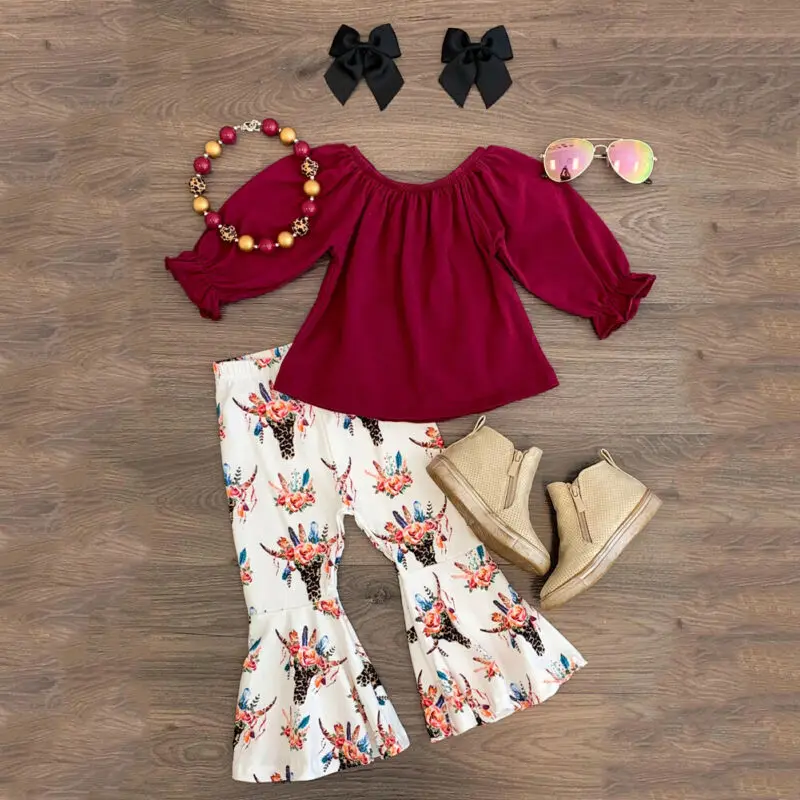 Рождественский наряд для маленьких девочек осенняя одежда топ с оборками и