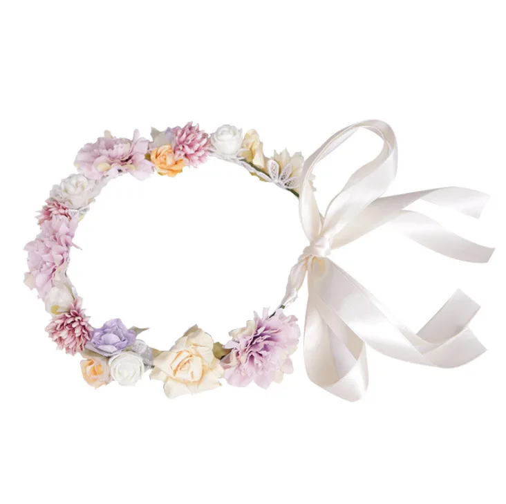 

European and American New Style Wreaths Bohemia Beach Flower Headbands Brides Beach Photo Hair Lead Headband Hair Hole