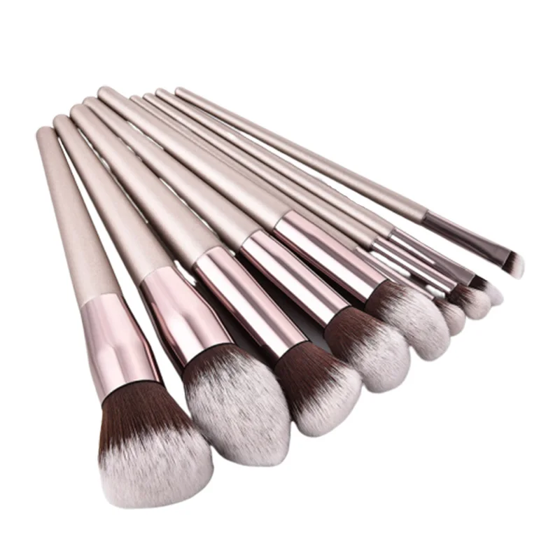 10 шт. набор для макияжа цвета шампанского Borstel Pro Voor Foundation Poeder Blush Oogschaduw губ