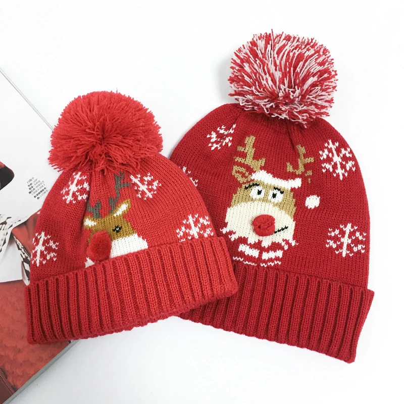 Лидер продаж Рождественская шапка с лосем для родителей и детей повседневные