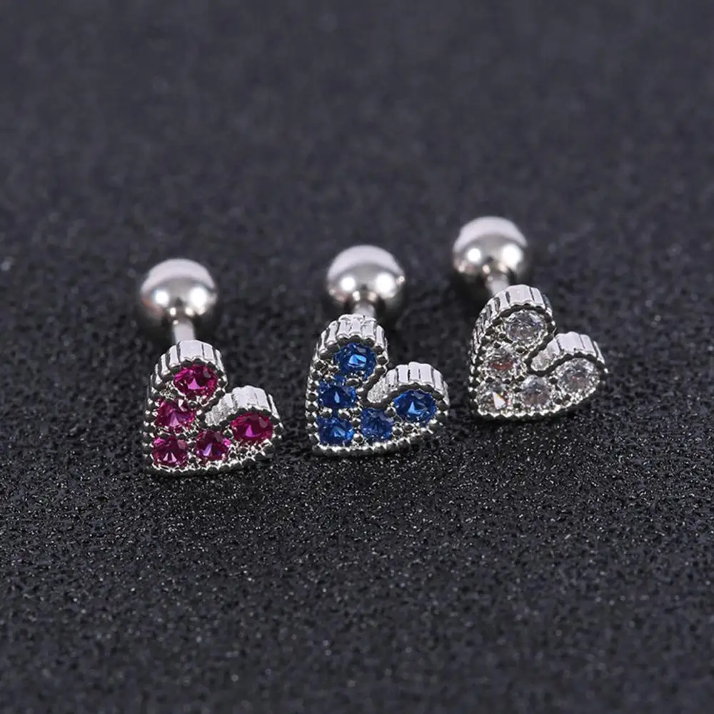 Ear Bone Nails Heart Shaped Mini Earrings for Women Medical Stainless/Titanium Steel Prevent Allergy Stud Party Jewelry | Украшения и
