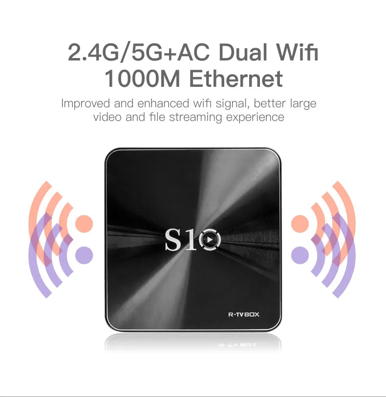 R TV BOX S10 Android 7 1 Smart Box S912 Восьмиядерный DDR4 3гб Ram 64 Гб ROM 2 4G/5G Dual WIFI 4K 3D H.265 1000M Lan Ethernet BT 4