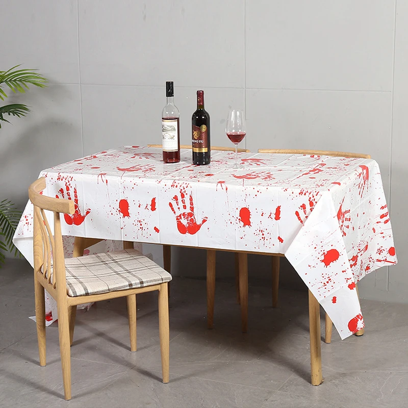 Halloween Table Cloth Blood Venue Decoration Supplies Rectangle Dining Funny For | Дом и сад