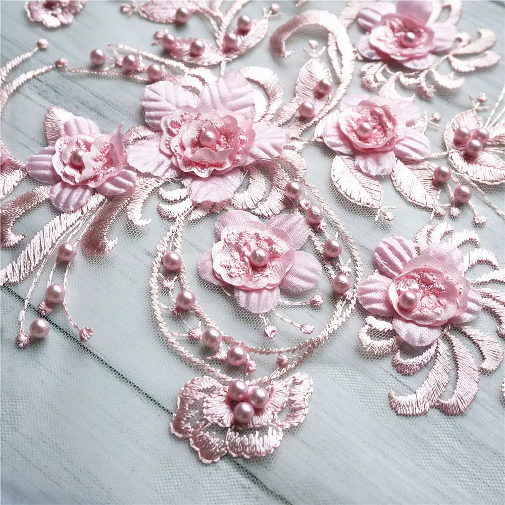 Светильник украшенный розовыми бусинами 3D цветок кружевная ткань вышитое платье