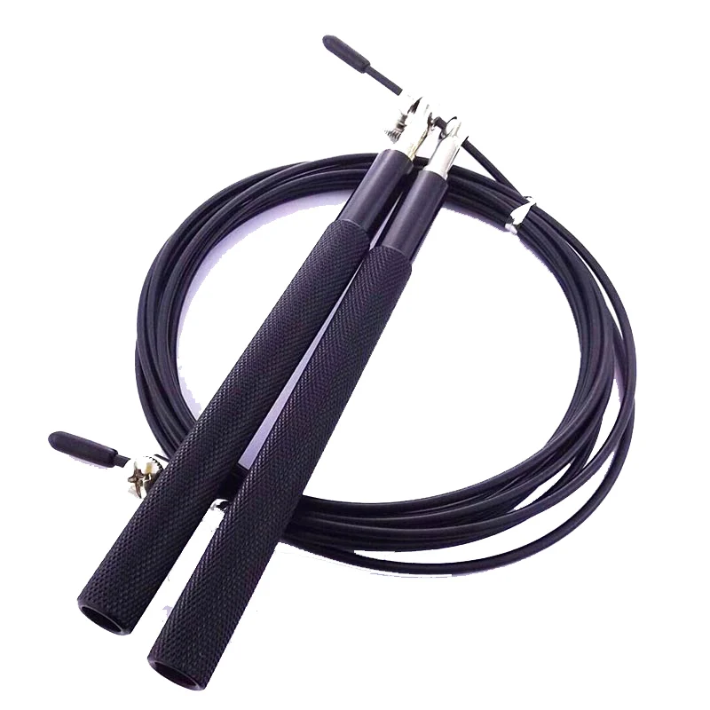 metal handle black Серебряный 3 м Регулируемый Скакалка Corda Crossfit из нержавеющей стали Спорт Тренажерный зал одна скорость пропуска веревка Обучение Фитнес оборудование - Цвет: metal handle black