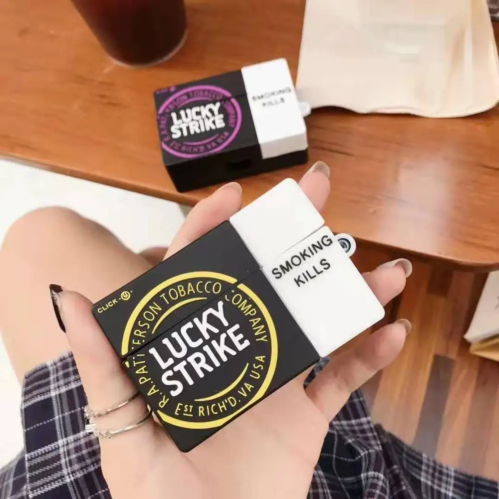 Коробка для сигарет Lucky Strike Мягкий силиконовый чехол Airpods Pro 1st 2nd 3rd Защитная