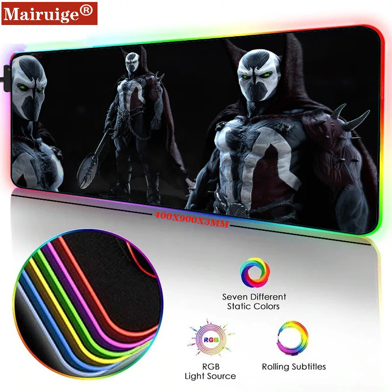 

MairuigeLEDGhost Face Anime Big Mouse Pad RGB Decoration Game PC Computer Keyboard Carpet Pad Game Accessories Locking Mouse Pad