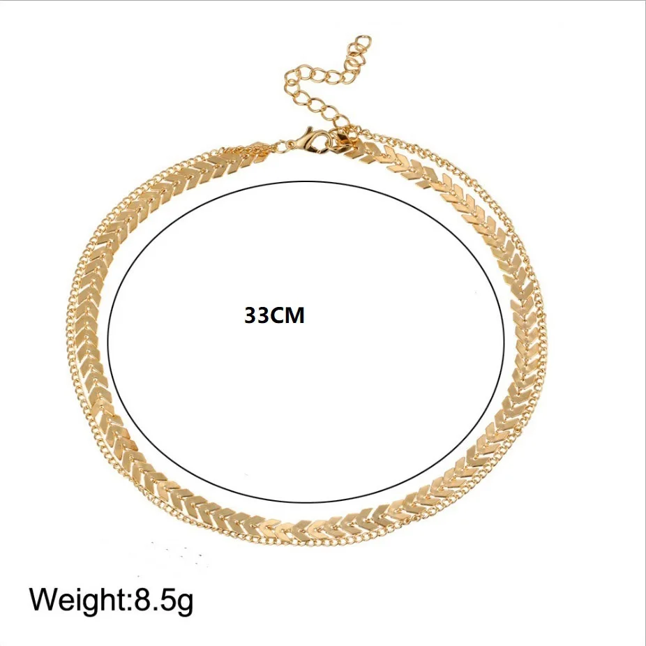 Модное ювелирное изделие два Слои ожерелье-чокер с рыбным скелетом для монет