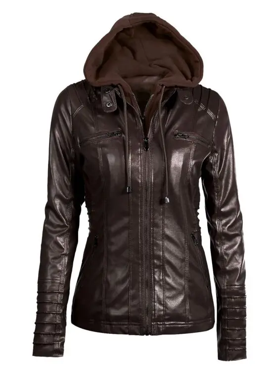 

Jackets women long-sleeved jacket lapel fashion 2018 solid color zipper leather coat jacket female pure color fashion New hot