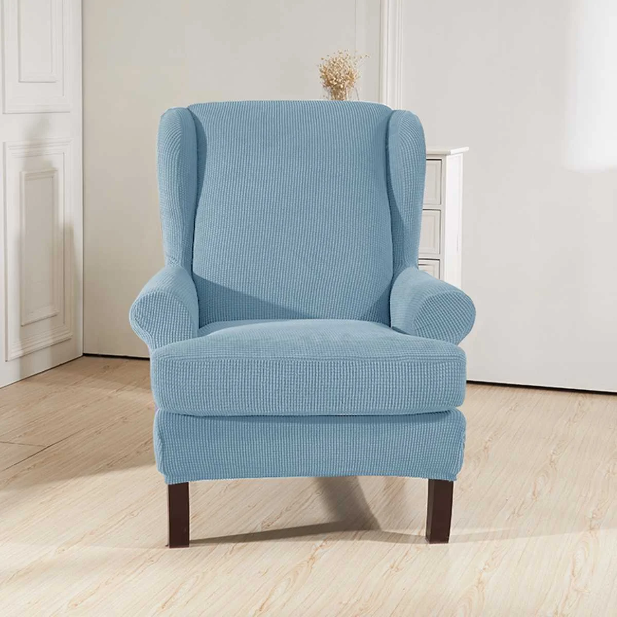 Light Blue Наклонные ручки King Back эластичные чехлы на кресла кресло Wingback кресло крыло задняя крышка стула стрейч протектор SlipCover протектор - Цвет: Light Blue