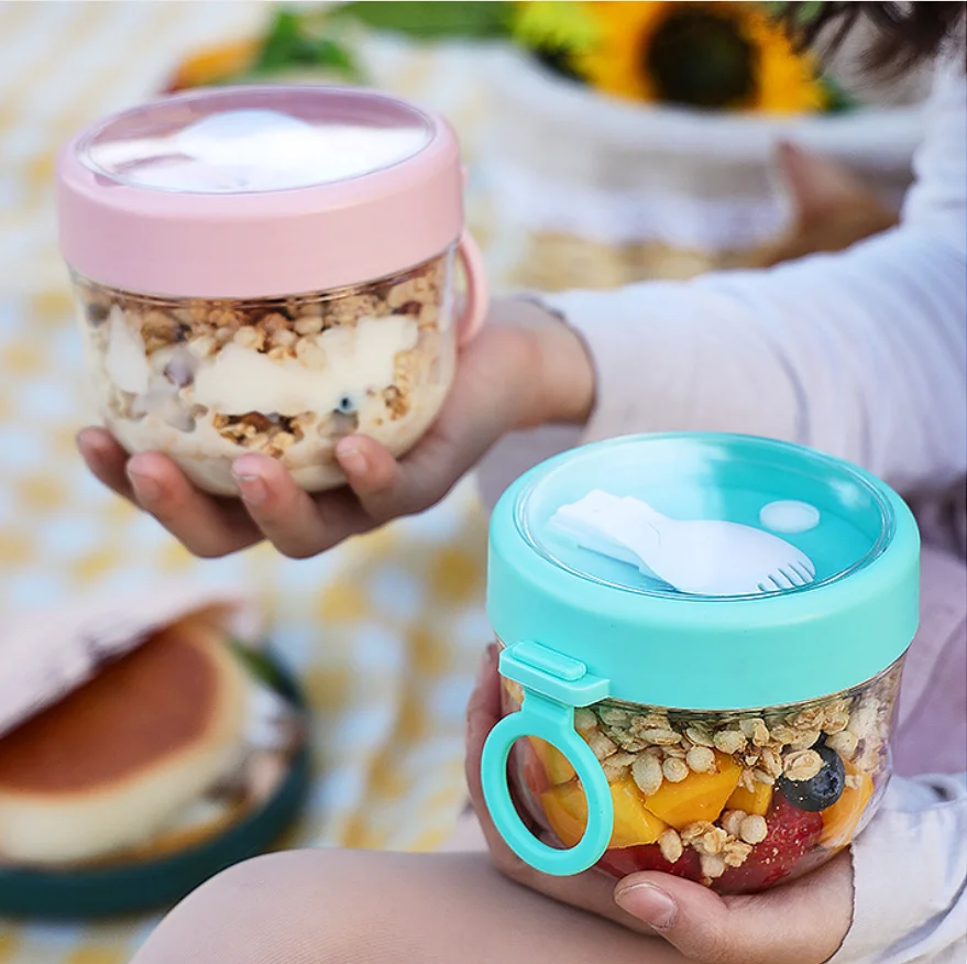 Portable Meal Prep Cereal Bowl  for Kids Adult Breakfast Cups To Go Airtight Food Container for Salad Fruit Snack and Liquid