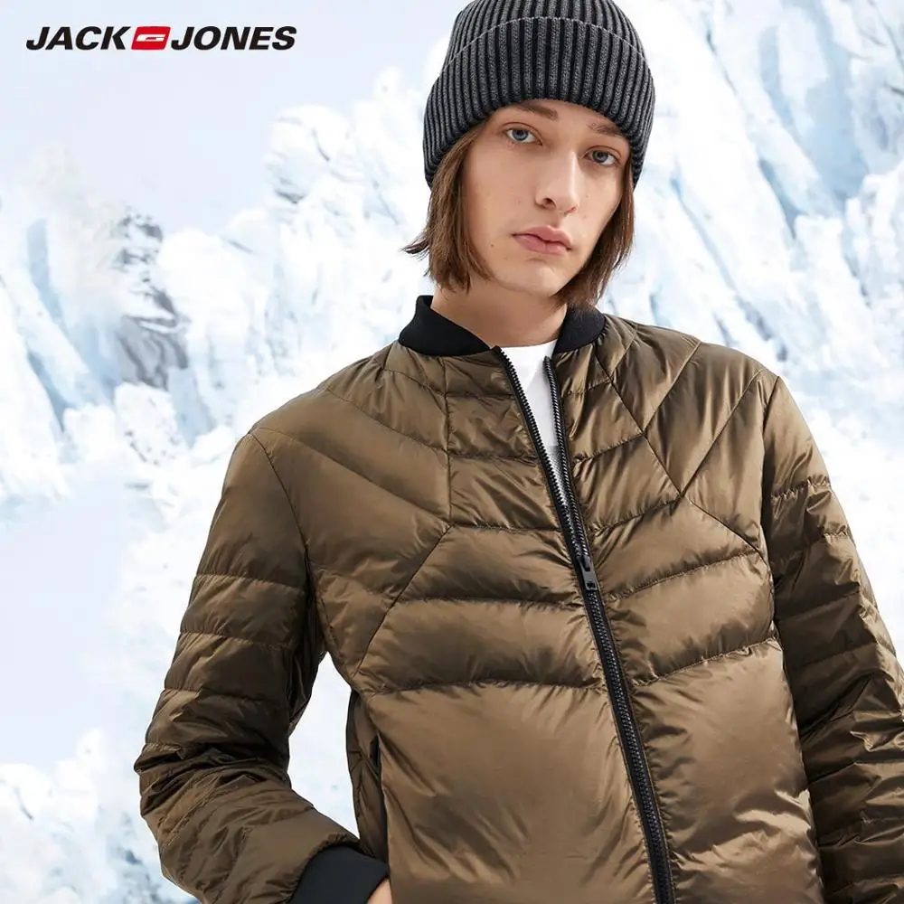 JackJones мужской зимний Базовый Стиль Бейсбольный воротник термокуртка C |
