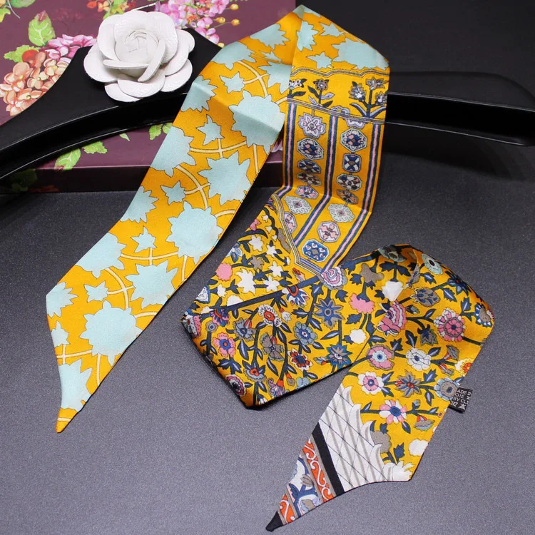 Headband Women Small Ribbon Multi-function Fashion Lady Silk Riband Scarves Handbag Scarf Female Clothing Match Bandeaus