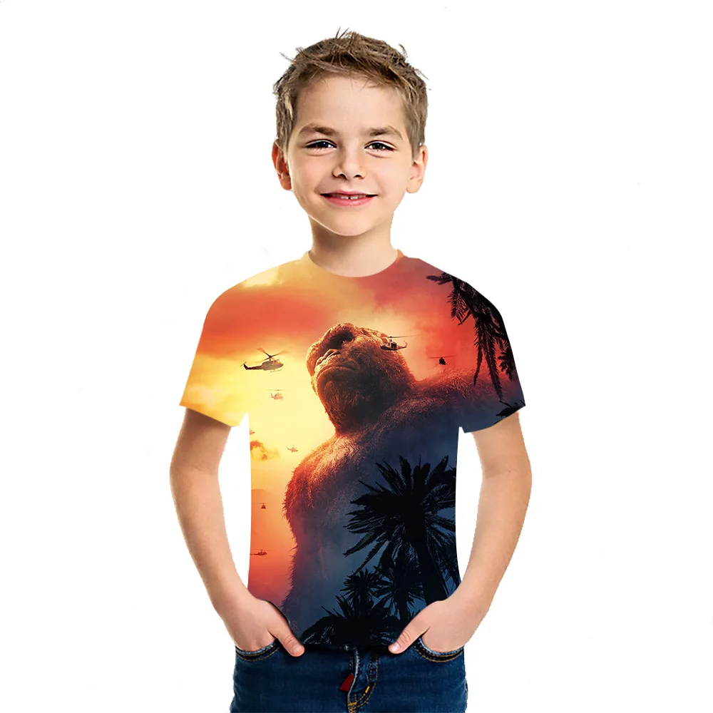 

Hong Skin Lsland 2021 Summer New Children's Leisure Style 3D Printing T-Shirt Fashion Simple Versatile Short Sleeve Foreign Styl