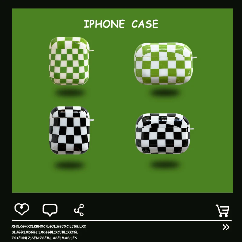 

Защитный чехол высокого качества для Apple Airpods 1 2 Pro, чехол IMD с шахматным узором и брелоком