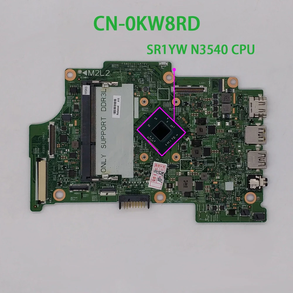 Натуральная KW8RD 0KW8RD CN w N3540 материнская плата с процессором для ноутбука Dell Inspiron 11