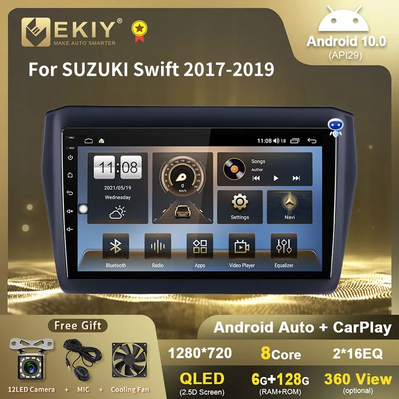 

EKIY 1280*720 QLED Android 10 6G + 128G Мультимедийный видеоплеер для SUZUKI Swift 2017-2019 навигация GPS авто стерео Carplay DVD