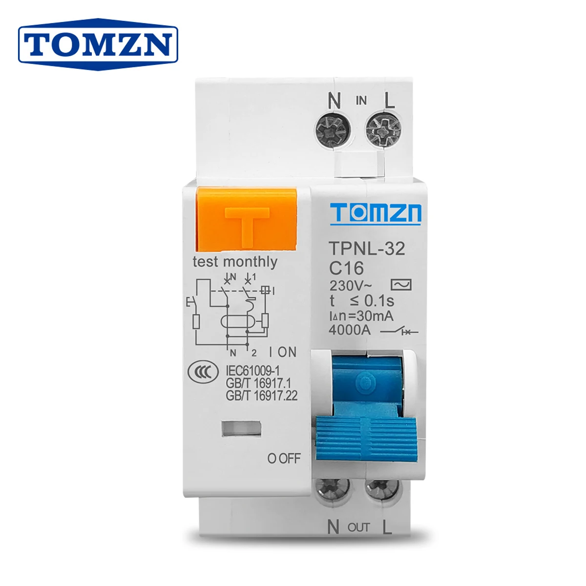 TPNL DPNL 230V 1P + N автоматический выключатель остаточного тока с защитой от перегрузки