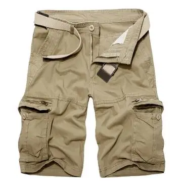 Khaki Модные Военные карго шорты мужские летние камуфляжные Чистый хлопок Удобная брендовая одежда мужские тактические камуфляжные карго шорты - Цвет: Khaki
