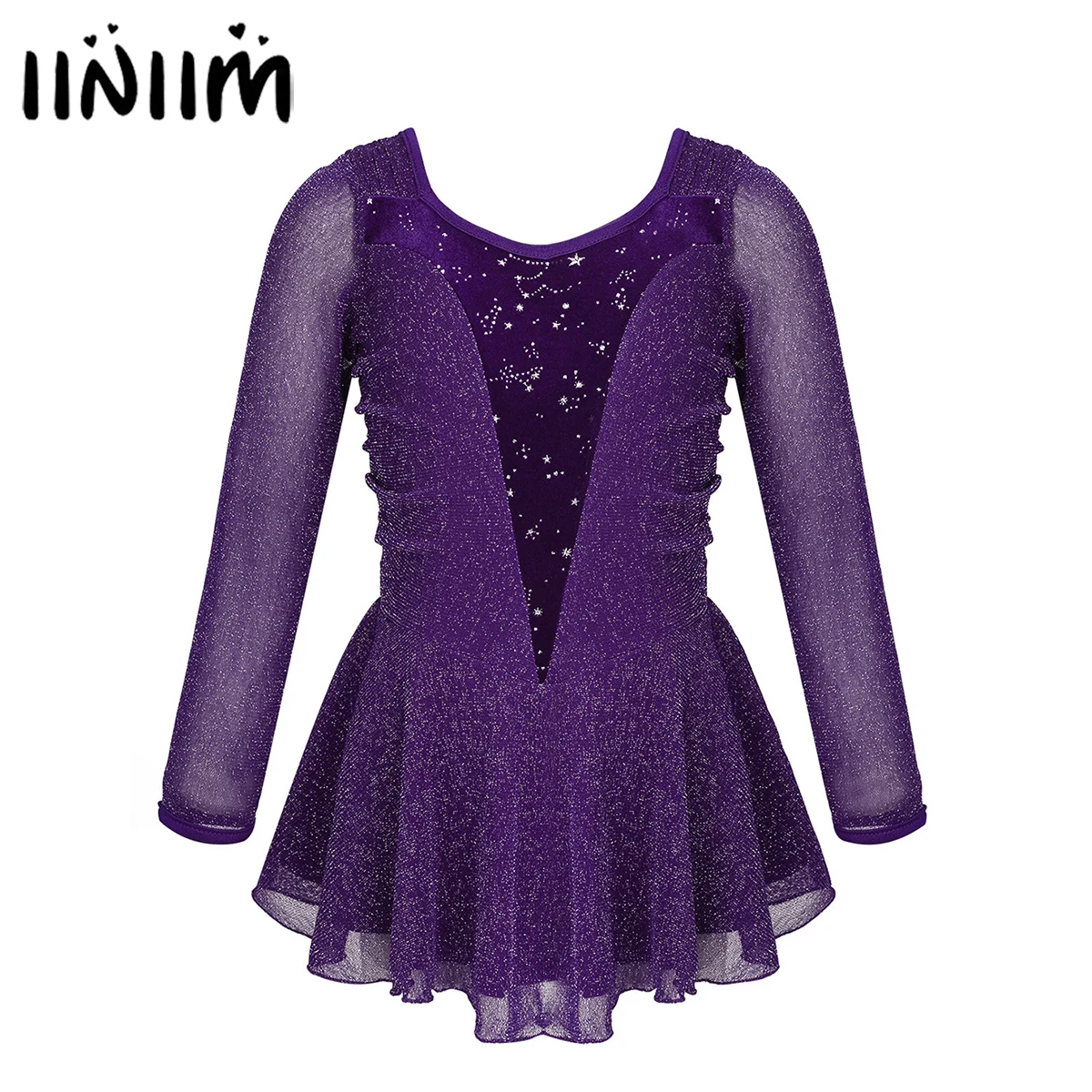 Детское блестящее бархатное платье iiniim для девочек фигурного катания