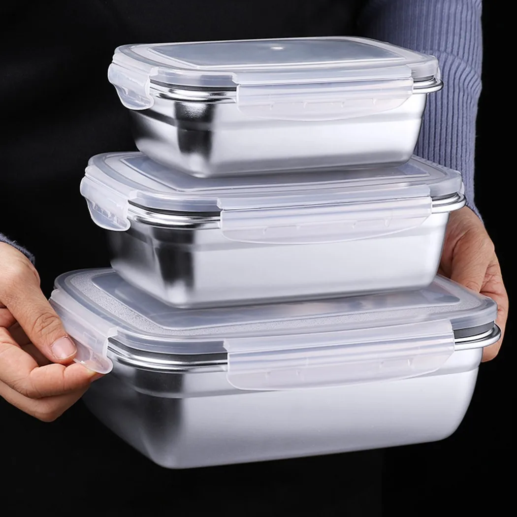 

Stainless Steel Lunch Containers Food Leak Food Storage Container Bento Lunch Box Large Capacity Boxes