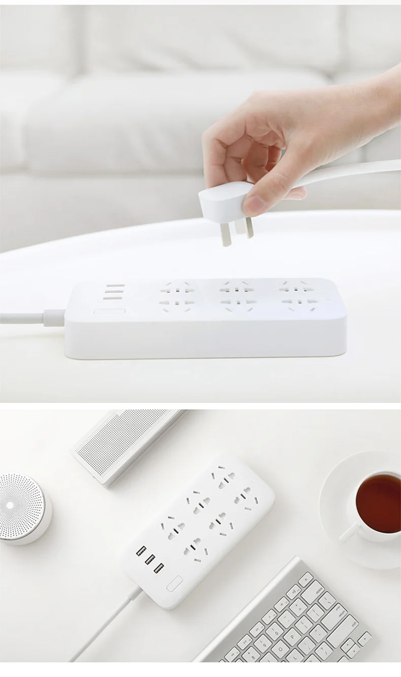 Xiao mi jia блок питания Базовая версия 6 розеток С 3 5 в 2.1A Быстрая зарядка usb порты белый mi разъем сплошной цвет