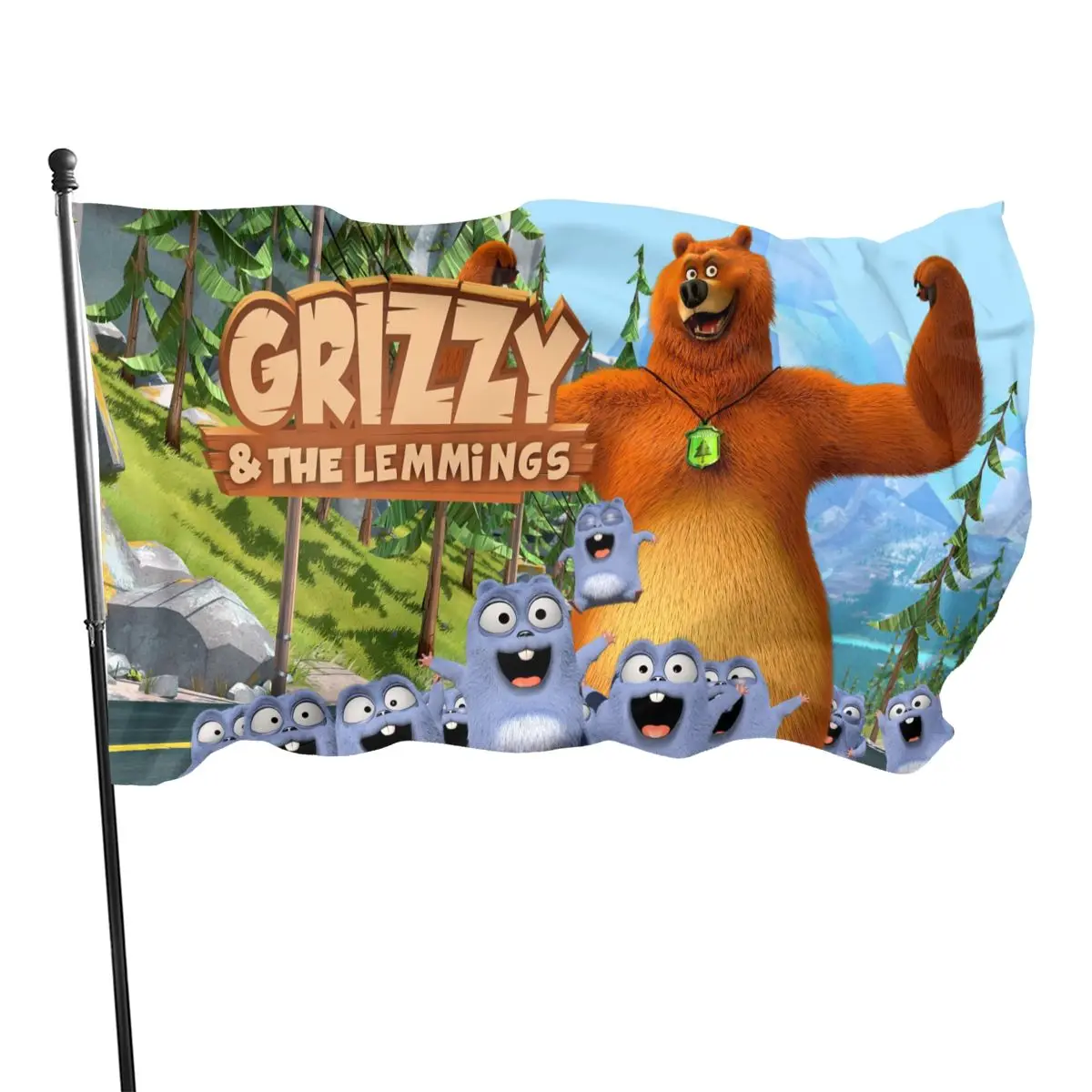 90x150cm Grizzy And The Lemmings 2 Movie Anime Living Room Festival Party Home Decor Flag Flag