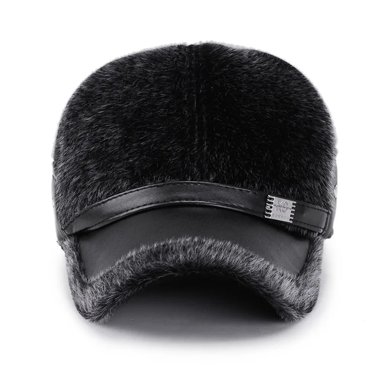 Новинка 2021 зимняя шапка Мужская бейсболка из искусственного меха норки с защитой