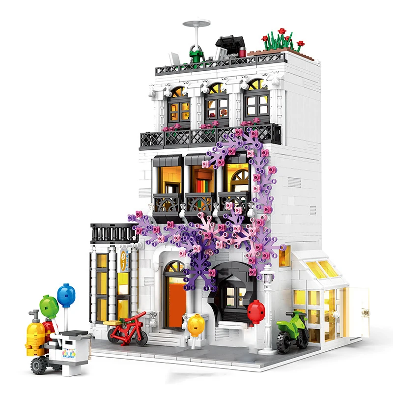 

2021 86012 MOC Street View City Series Europe Style Small Town Garden Villa Advanced Model 1914PCS Building Block Bricks Toys