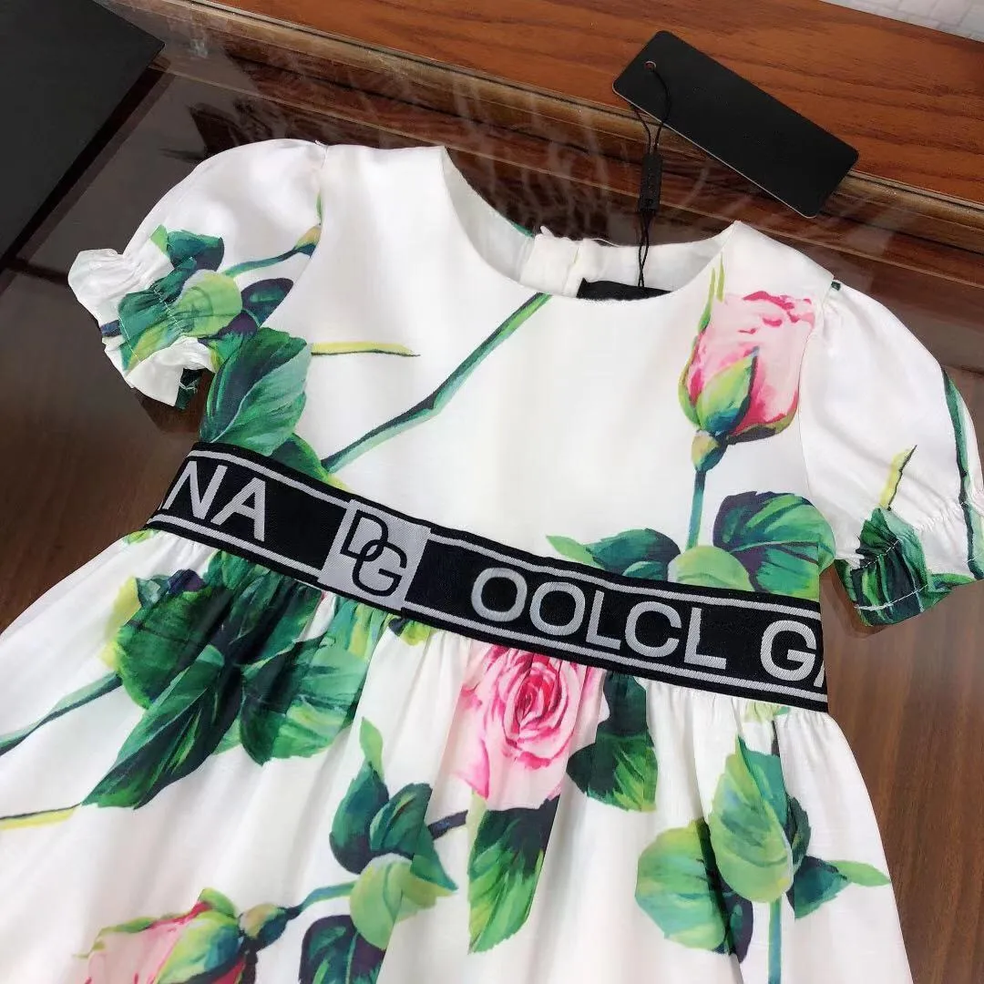 

2-10 years old girl dress children summer short-sleeved strap princess dress cotton flower print children's clothes girl dress