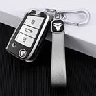 ТПУ + кожаный чехол для ключей для Skoda Fabia Rapid Karoq octavia A7 для VW golf VII 7 POLO liftback Tiguan Seat Leon Ateca, чехол, держатель