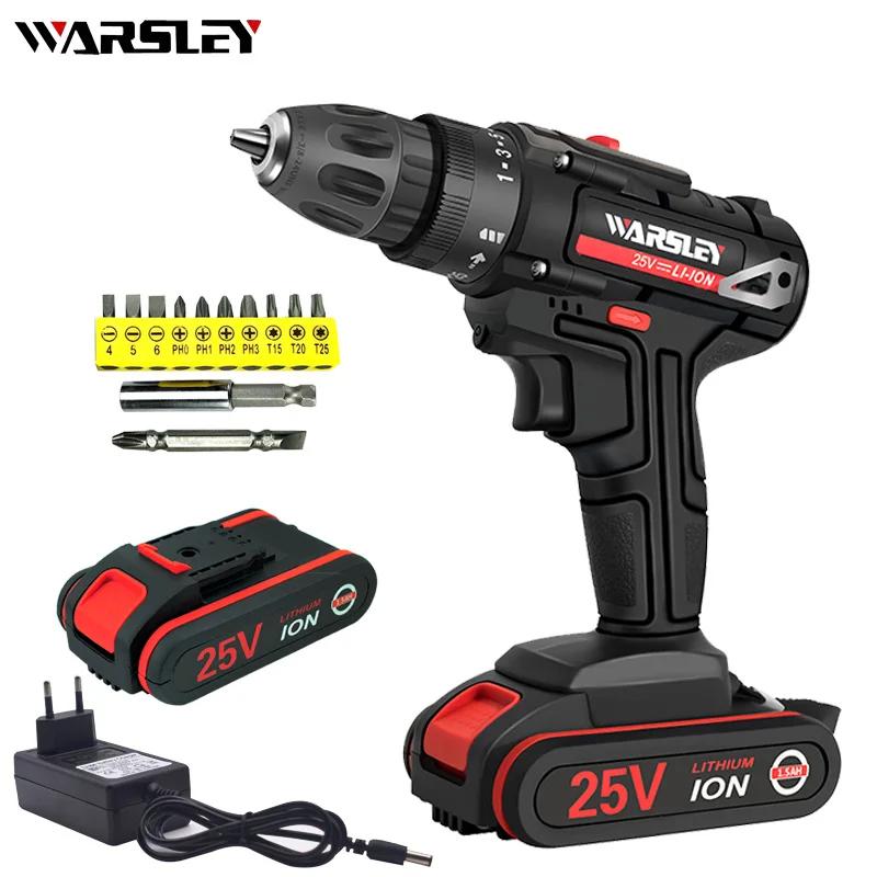 25 в электрическая отвертка Электроинструмент Беспроводная 1.5ач литиевая батарея
