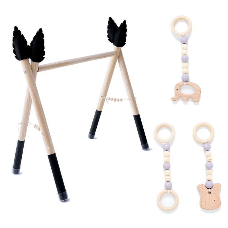 

1Set Nordic Style Baby Gym Play Nursery Sensory Ring-pull Toy Wooden Frame Infant Toddler Clothes Rack Gift Kids Room Decor