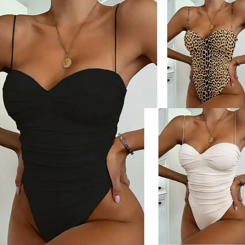 Купальник 2021 женский однотонный волнистый комбинезон пуш-ап пляжный бандажный