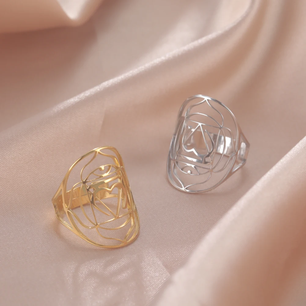 Кольцо Skyrim женское из нержавеющей стали с цветком изменяемым размером Мандала