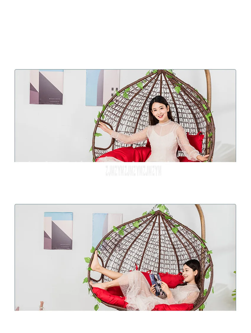 Creative PE Rattan Weave Double Person Seat Swing Hanging Chair With Handrail Home Balcony Living Room Leisure Lazy Lounge Chair