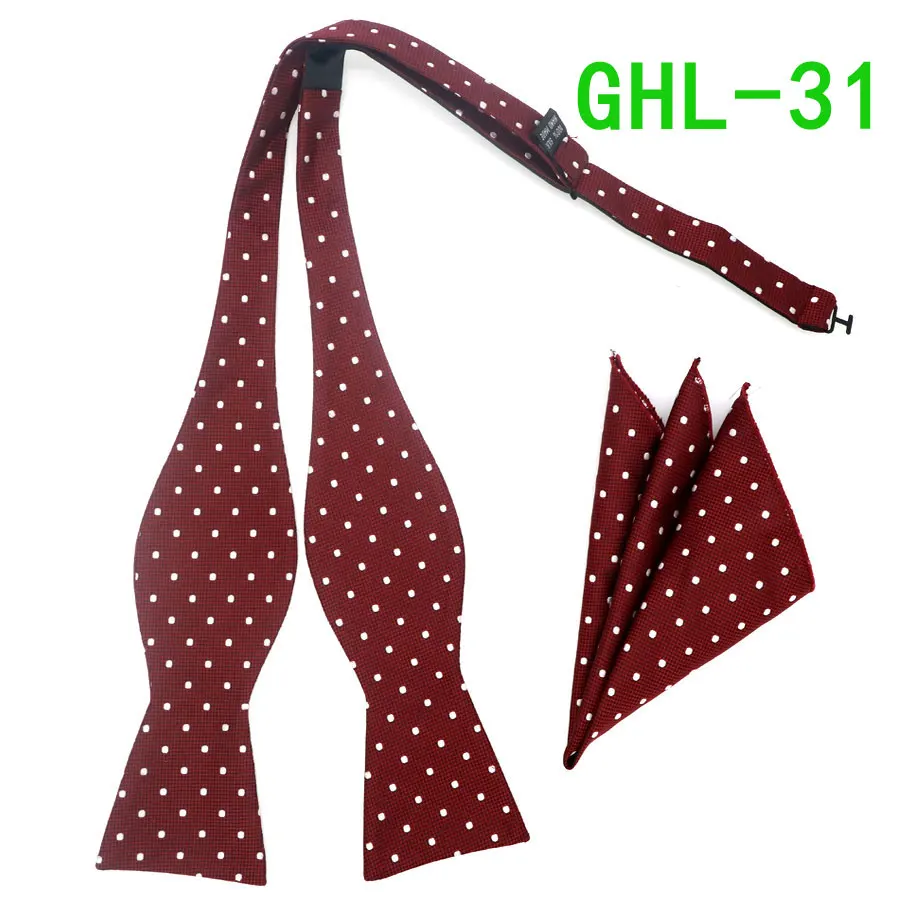 GHL 31 GHL17-36 полосатый шёлковый жаккардовый тканый Для мужчин бабочка самостоятельно регулируемый галстук-бабочка Карманный платок носовой платок костюм для свадебного торжества - Цвет: GHL 31