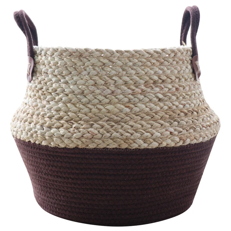 

Foldable Seaweed Weaving Flower Pot Seagrass Wicker Basket Flower Plant Home Decor Garden Accessories Storage